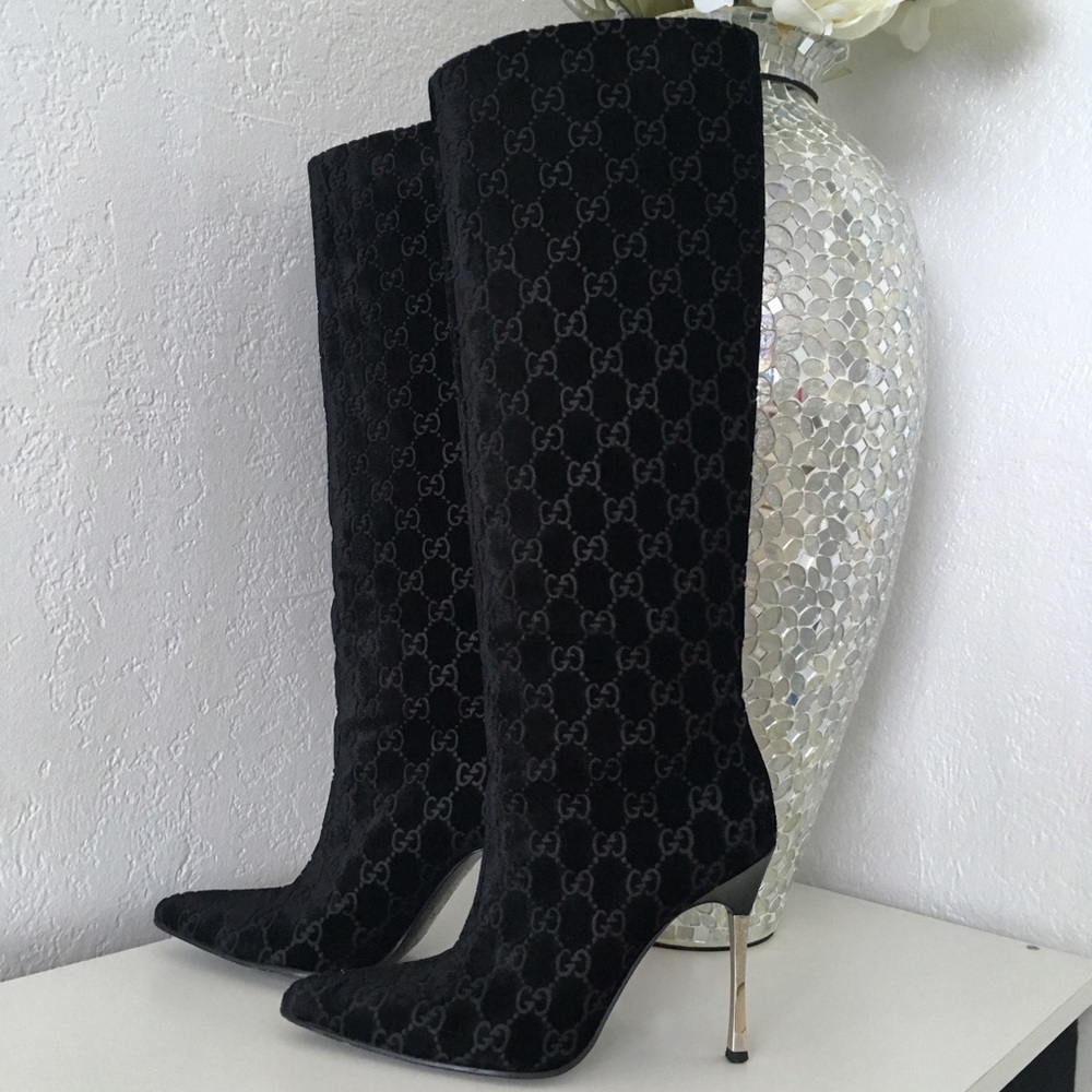 Gucci GG monogram velvet boots